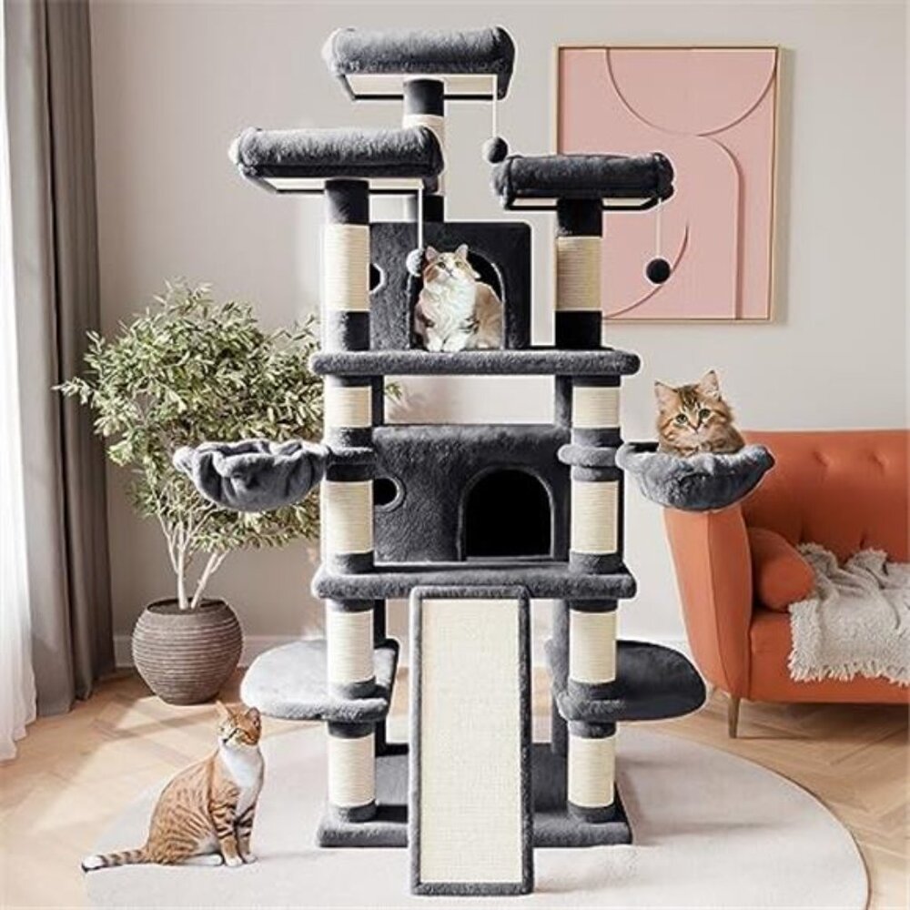 68 Inches Multi-Level Large Cat Tree Big Cat Tower with Condo - Picture 2 of 7